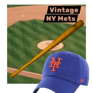 NY METS vintage Mini Promotional Souvenir Wooden Baseball Bat ( NO HAT )